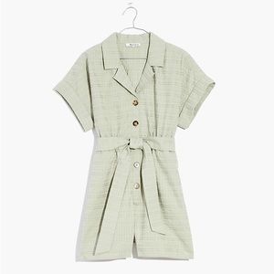 Madewell Women’s Seersucker Camp Romper - Ashen Sage Size S